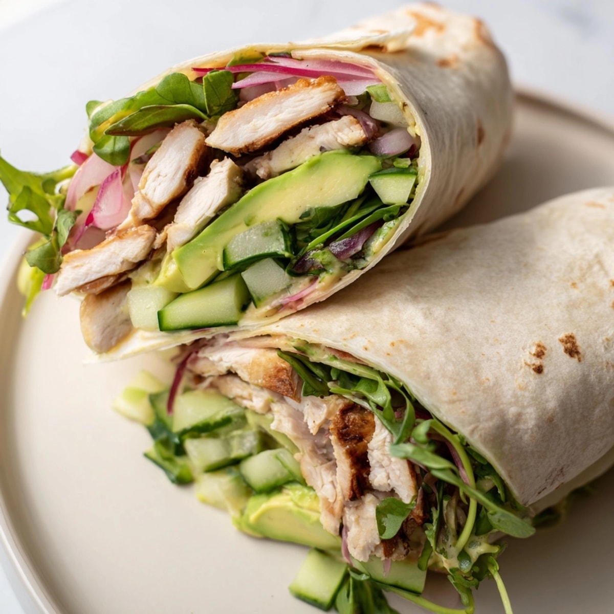 Homemade Microgreen &amp; Honey Mustard Chicken Wraps: a quick, protein-packed lunch option, ready to enjoy.