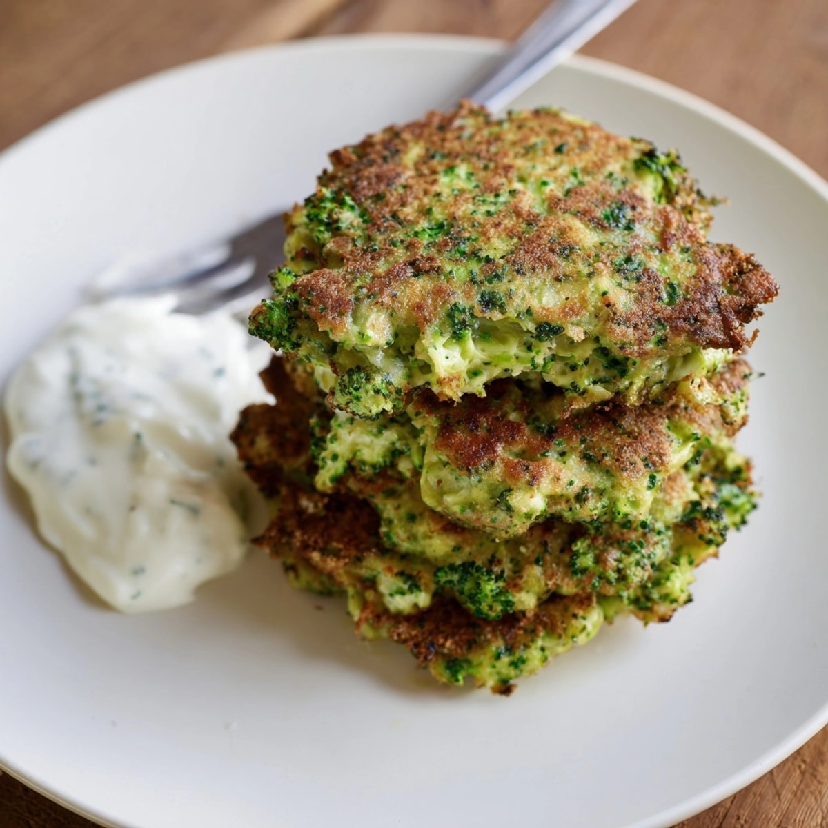 Golden-brown Broccoli Fritters, a savory snack sizzling in a pan, ready to serve.