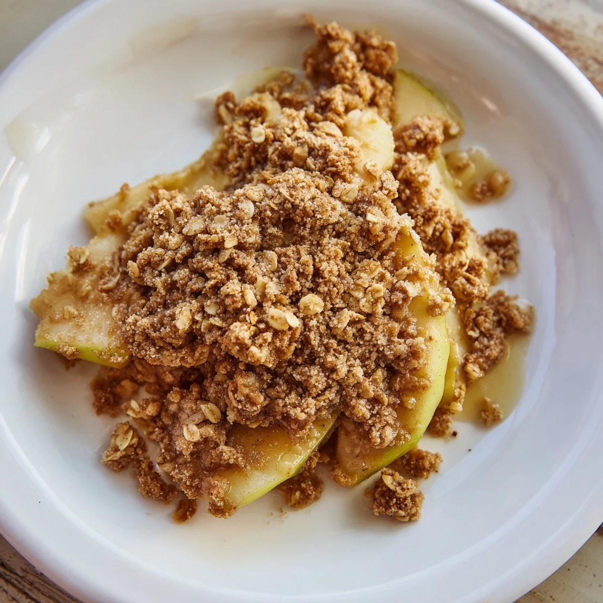Golden-brown Baked Apple Crisp, hot and bubbly, perfect for a cozy dessert with family.