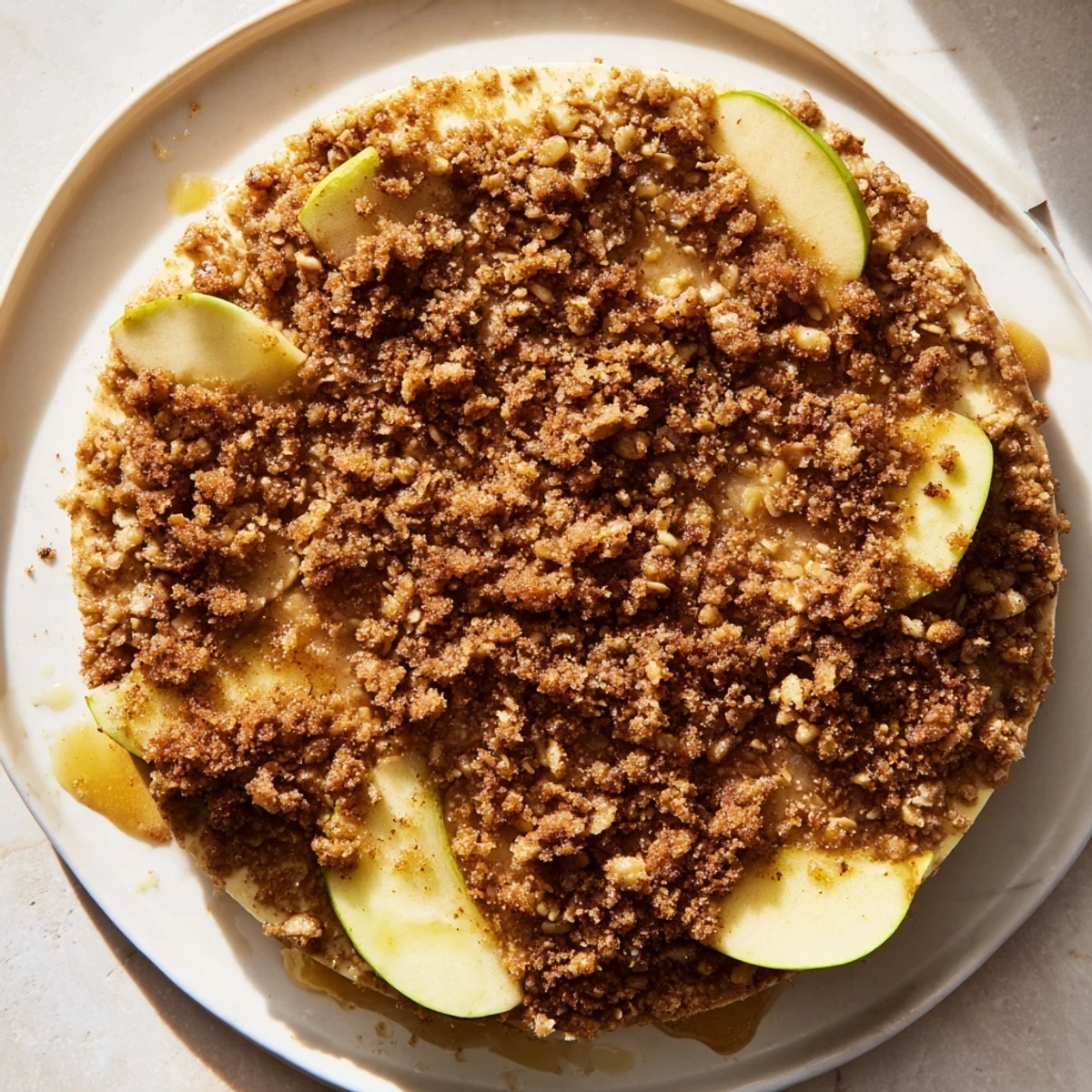 Delicious Baked Apple Crisp with a sweet, buttery oat topping, ready to be served warm.