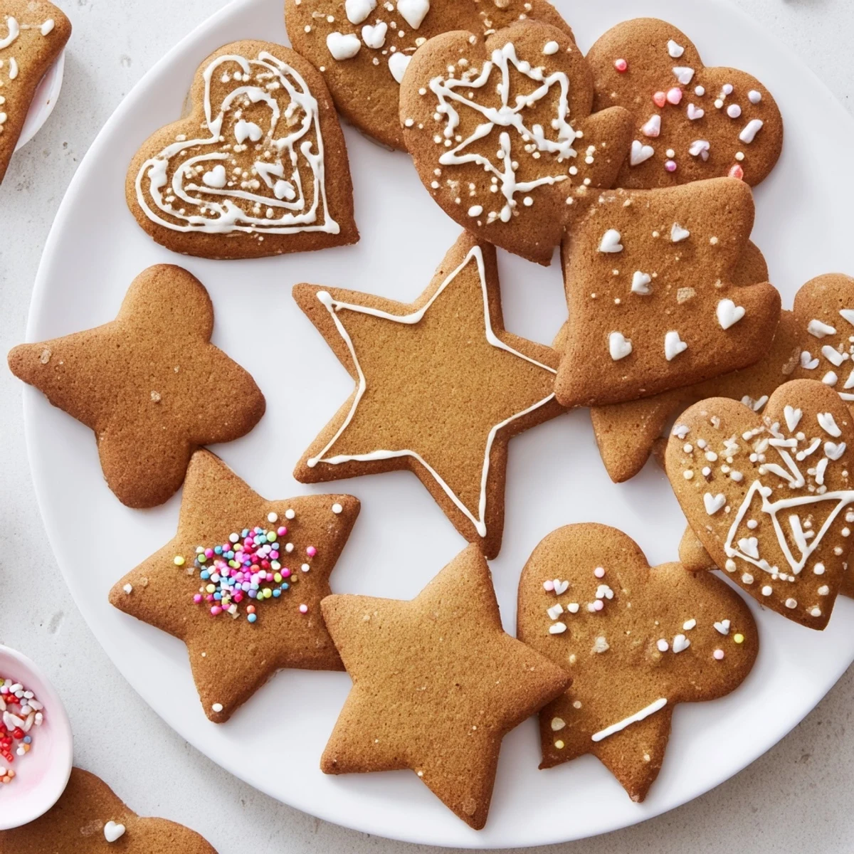 Golden-brown gingerbread ornaments fresh from the oven, offering a delightful holiday aroma while baking.