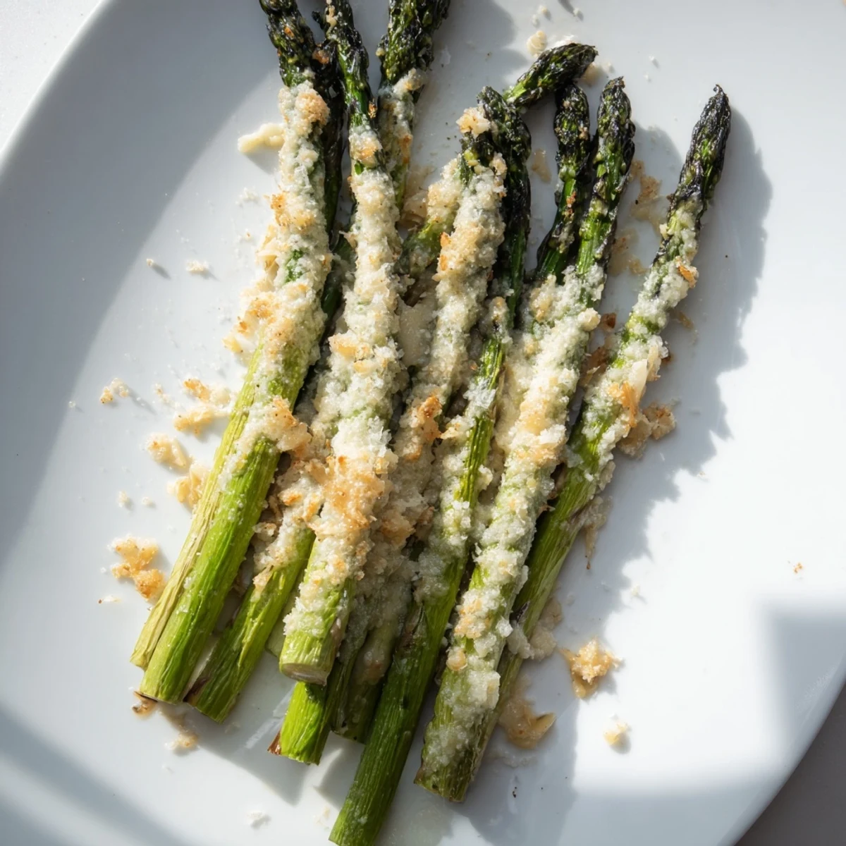 Sizzling Garlic Parmesan Roasted Asparagus in a dish, showcasing the perfect combination of textures and irresistible flavors.