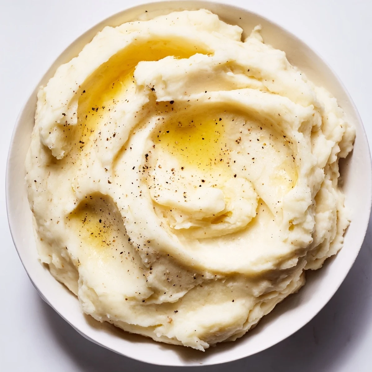 A close-up of creamy mashed potatoes, perfect alongside a juicy roast chicken, so delicious.