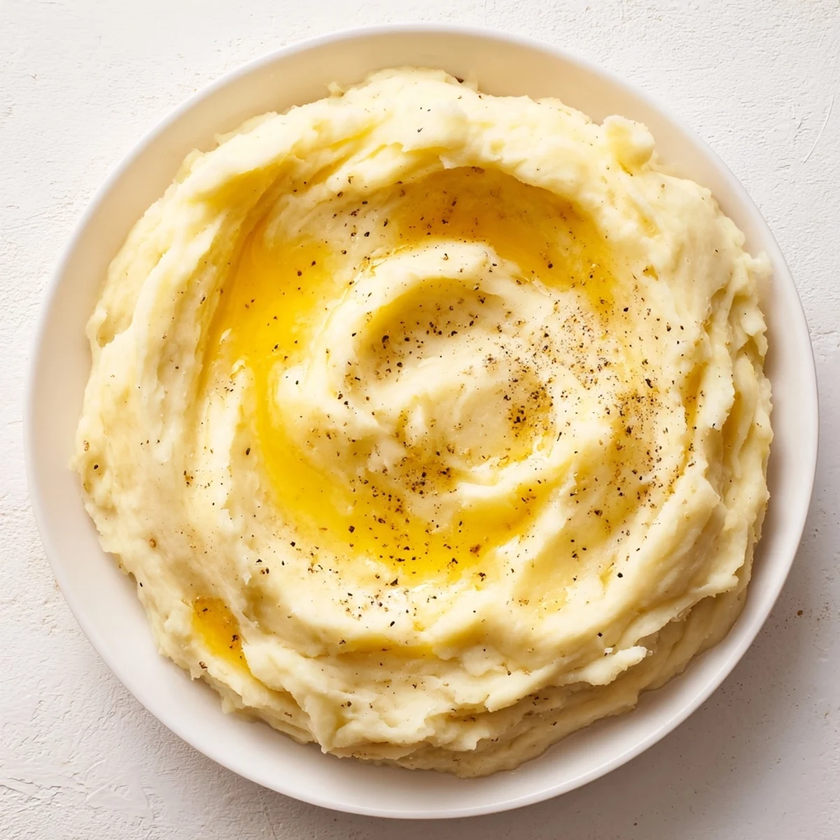 Fluffy, creamy mashed potatoes, a comforting side dish with rich butter and seasonings.