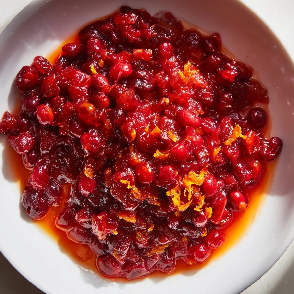 Fresh cranberry topping: a tart and sweet, textured sauce with visible cranberries, ideal for breakfast waffles.