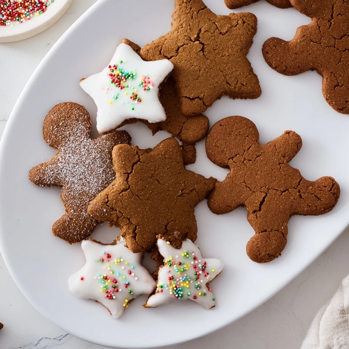 Freshly baked Gingerbread Cookies, with crisp edges and a soft center, perfect for holiday gatherings.