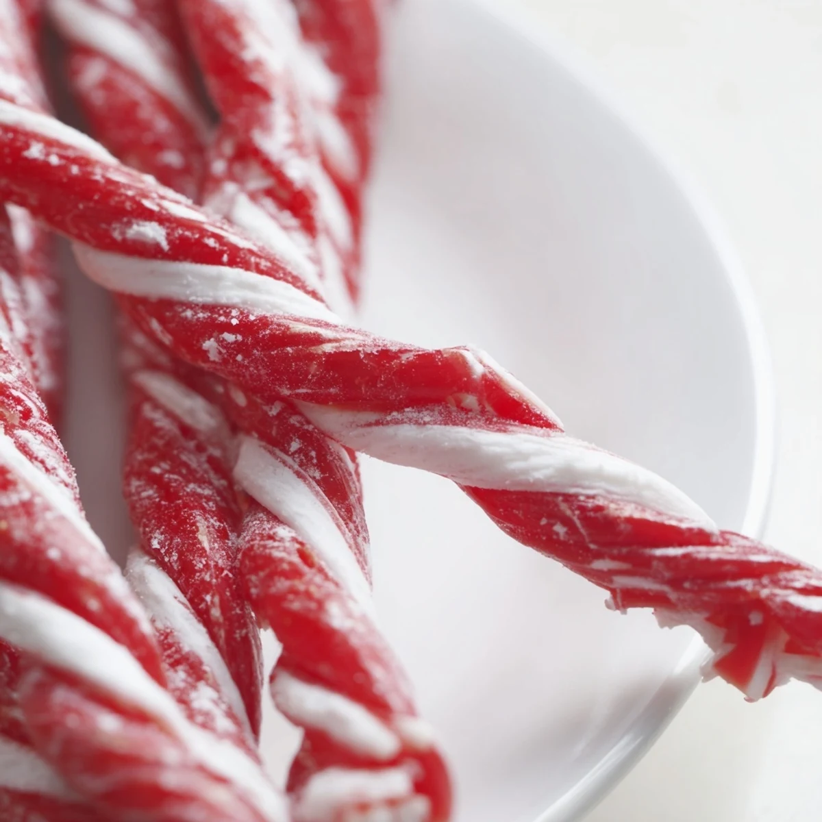 Homemade peppermint sticks, showing the beautiful swirl, are perfect for holiday gifting in America.