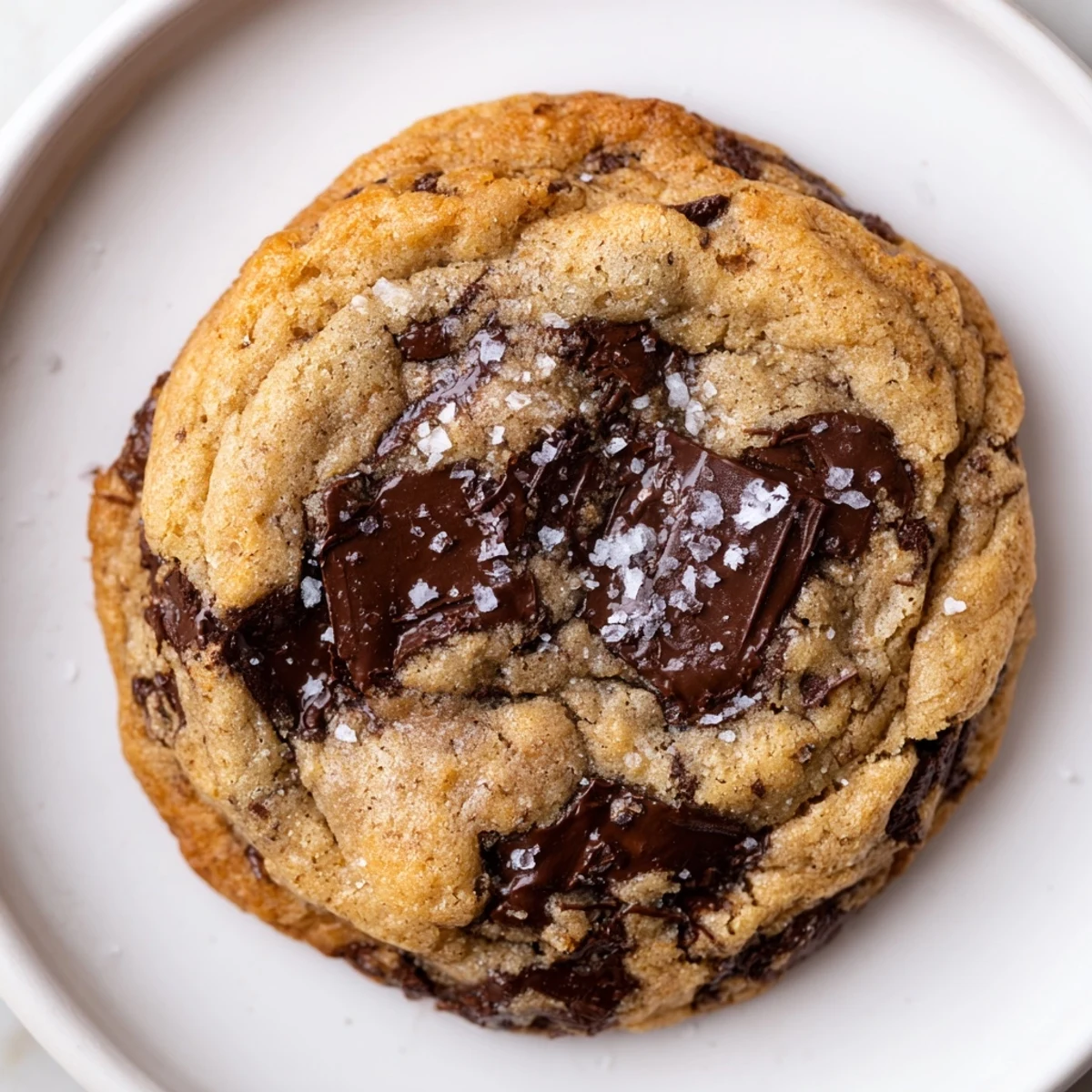Freshly baked chocolate chunk cookies, golden edges, and a gooey chocolate center waiting to be enjoyed.
