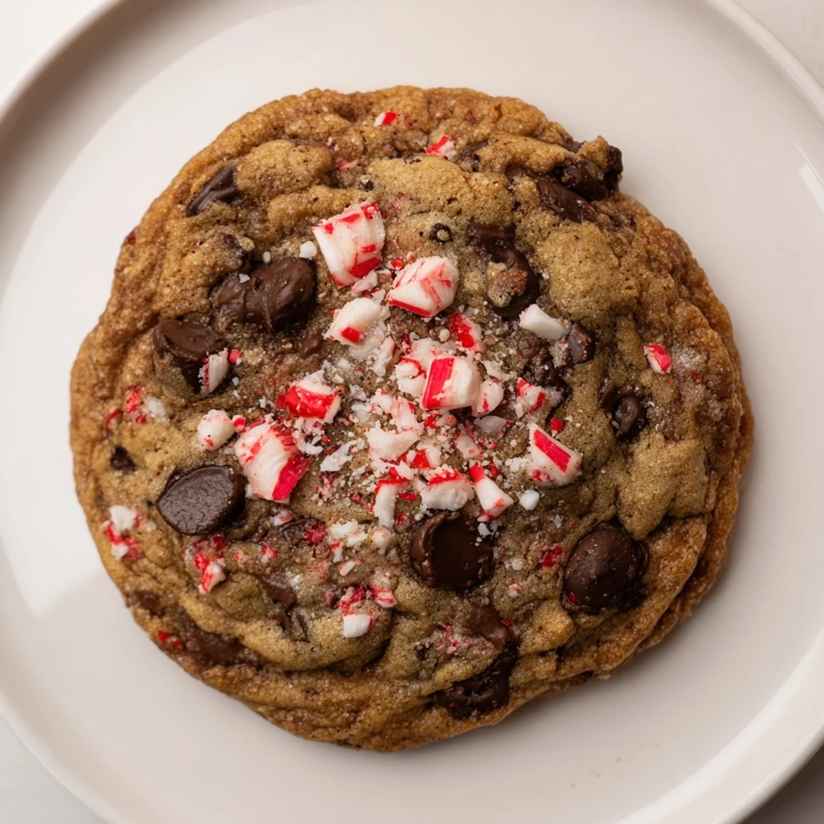 A plate of homemade Peppermint Chocolate Chip Cookies, featuring a soft center and delightful peppermint aroma.