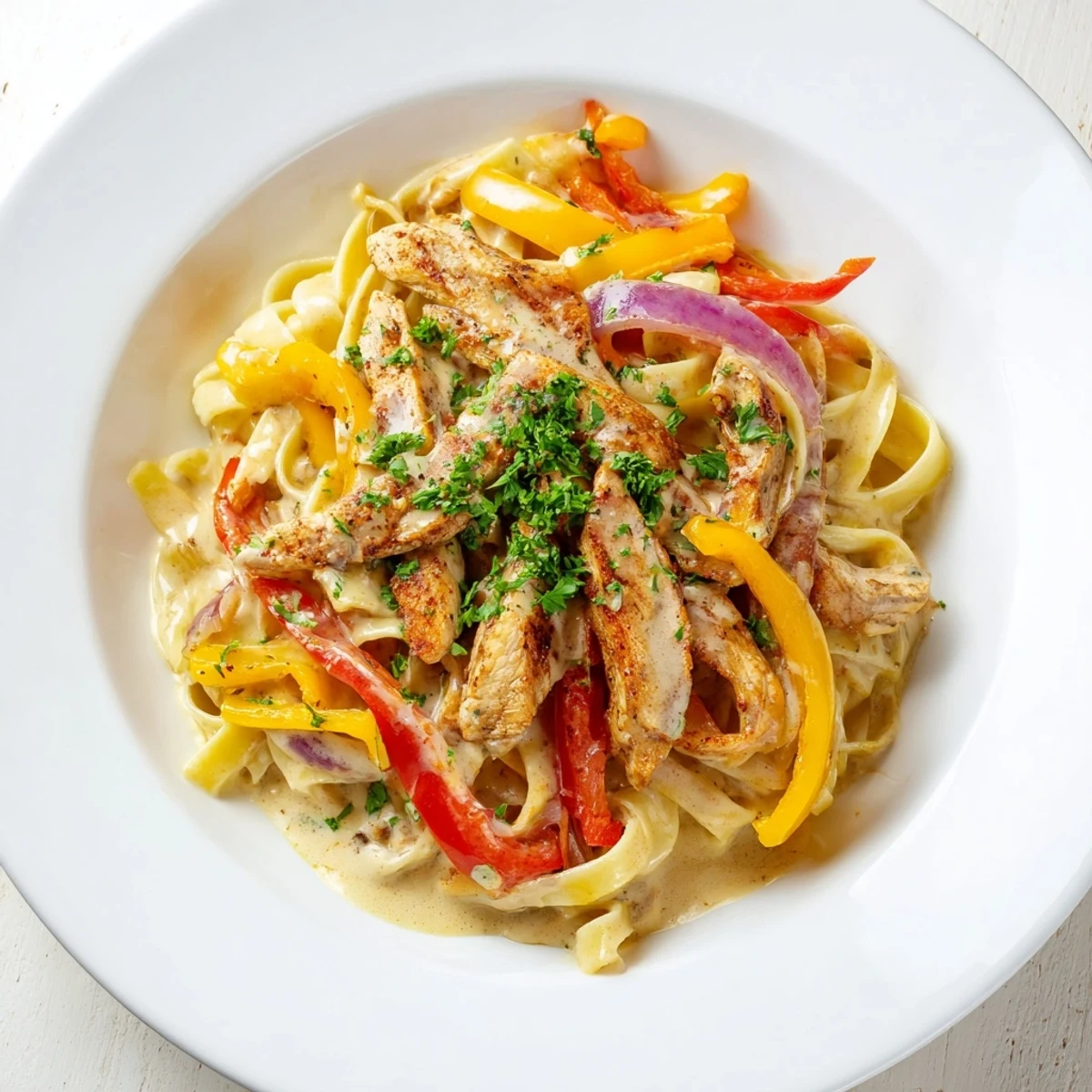 Vibrant photo: Spicy Cajun Chicken Pasta served, showcasing tender chicken and creamy pasta.