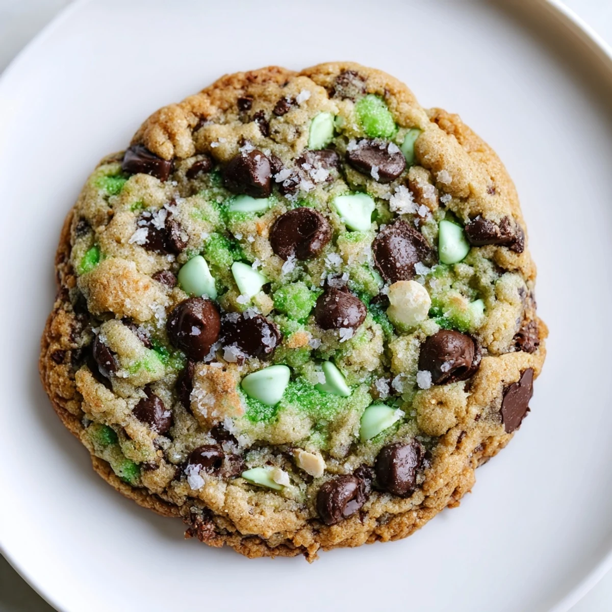 A close-up of a delightful stack of homemade Mint Chocolate Chip Cookies, perfect dessert.