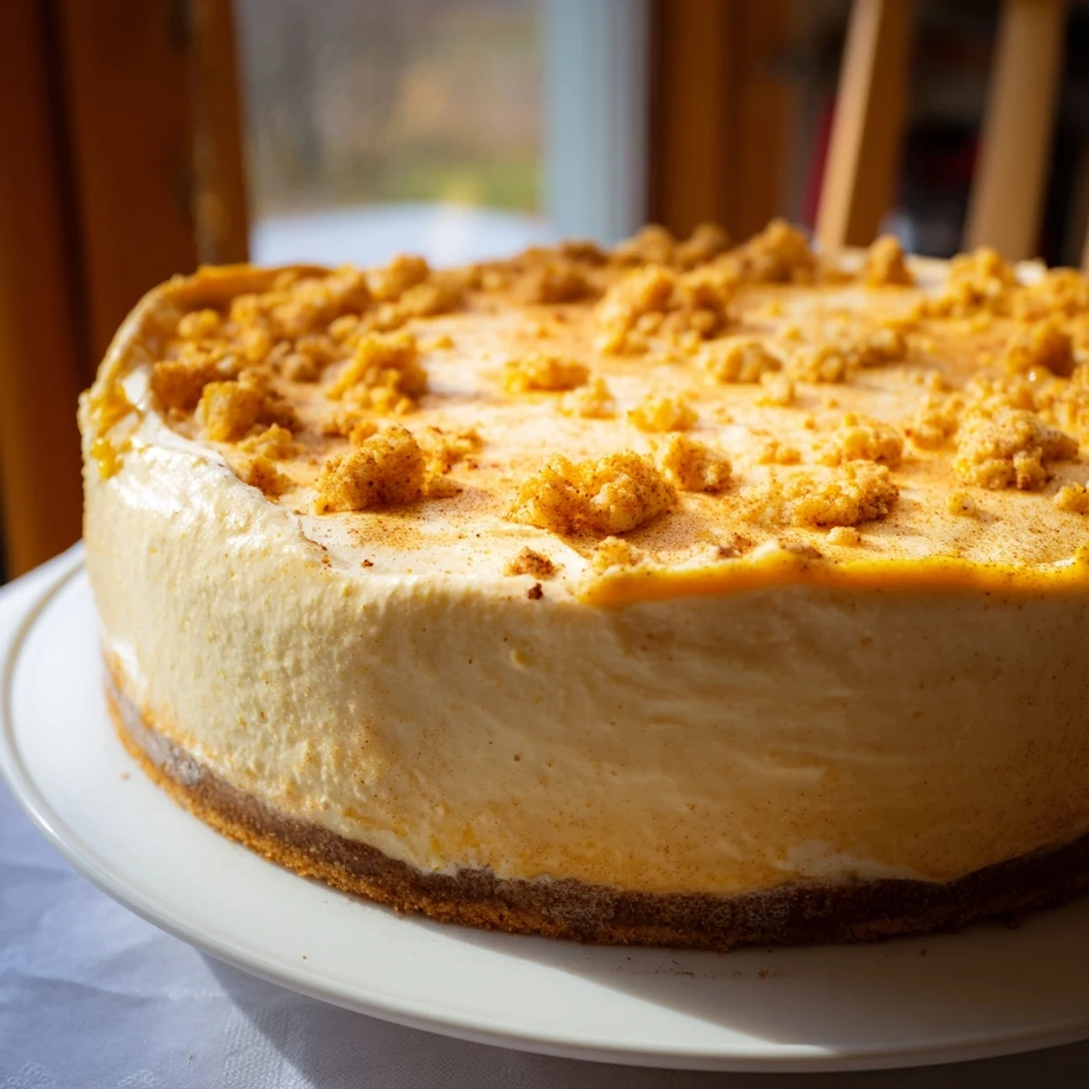 Beautifully baked pumpkin pie with a rich, inviting aroma, perfect for holiday dessert tables.