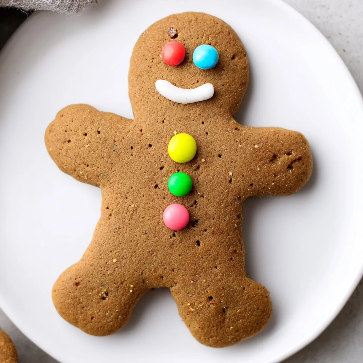 A plate of homemade gingerbread man cookies, perfectly decorated for the holidays and ready to enjoy.