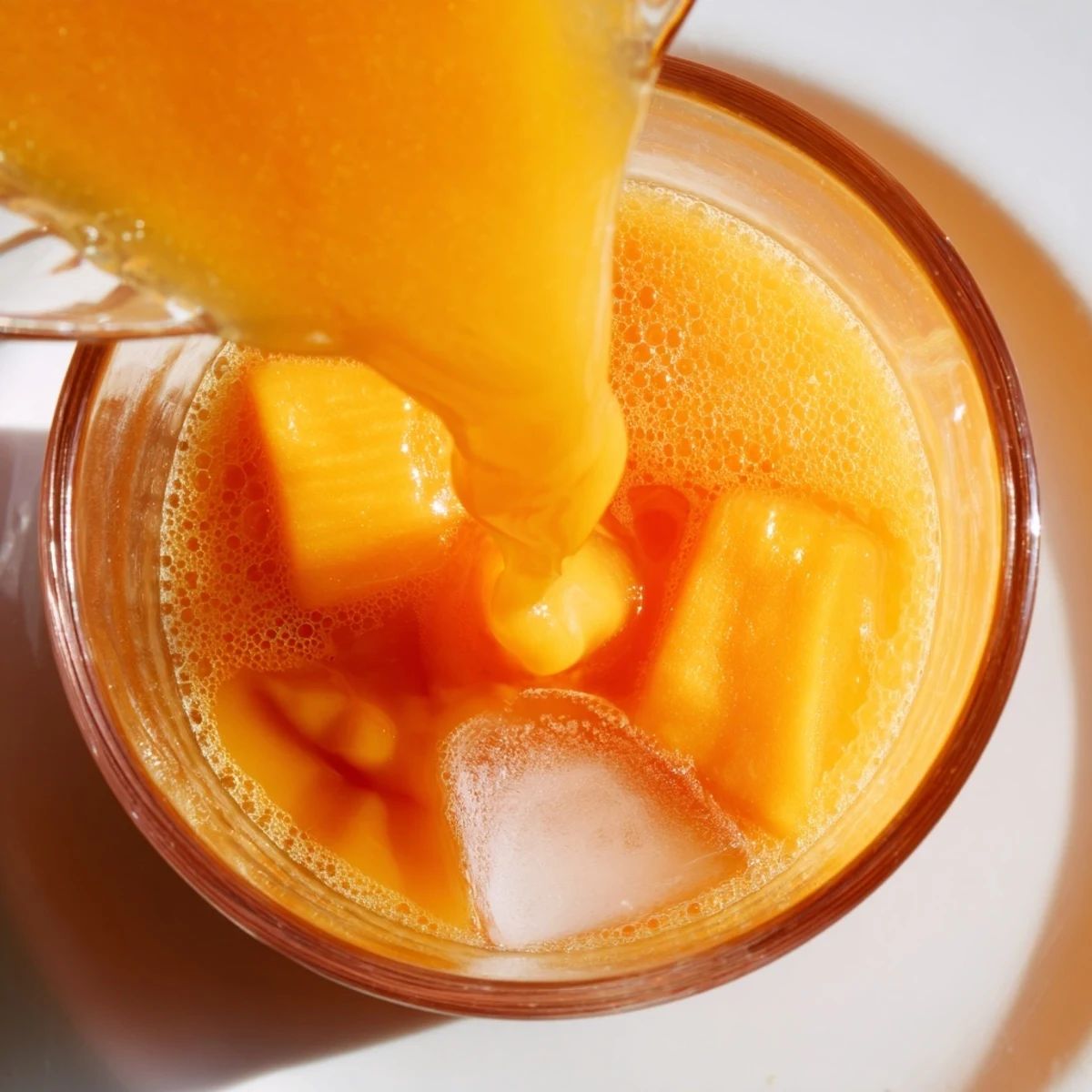 Imagine the cold, smooth fruit juice, bursting with fresh flavors, ready to quench your thirst.