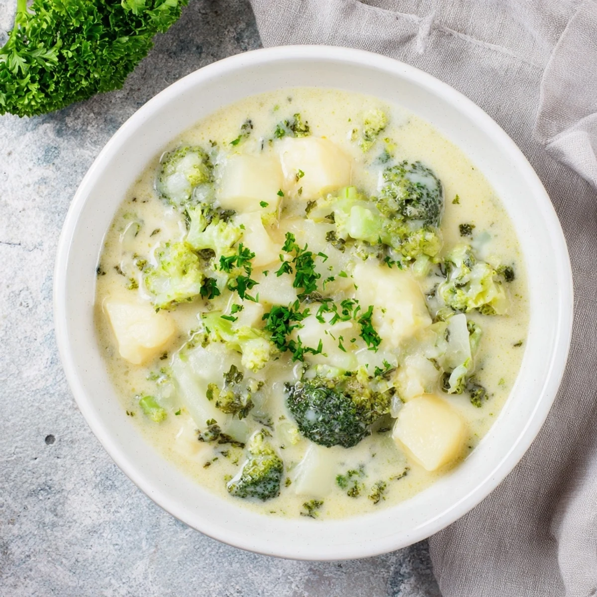 Cream Soup garnished with fresh chives, a comforting and velvety soup perfect for a chilly evening.