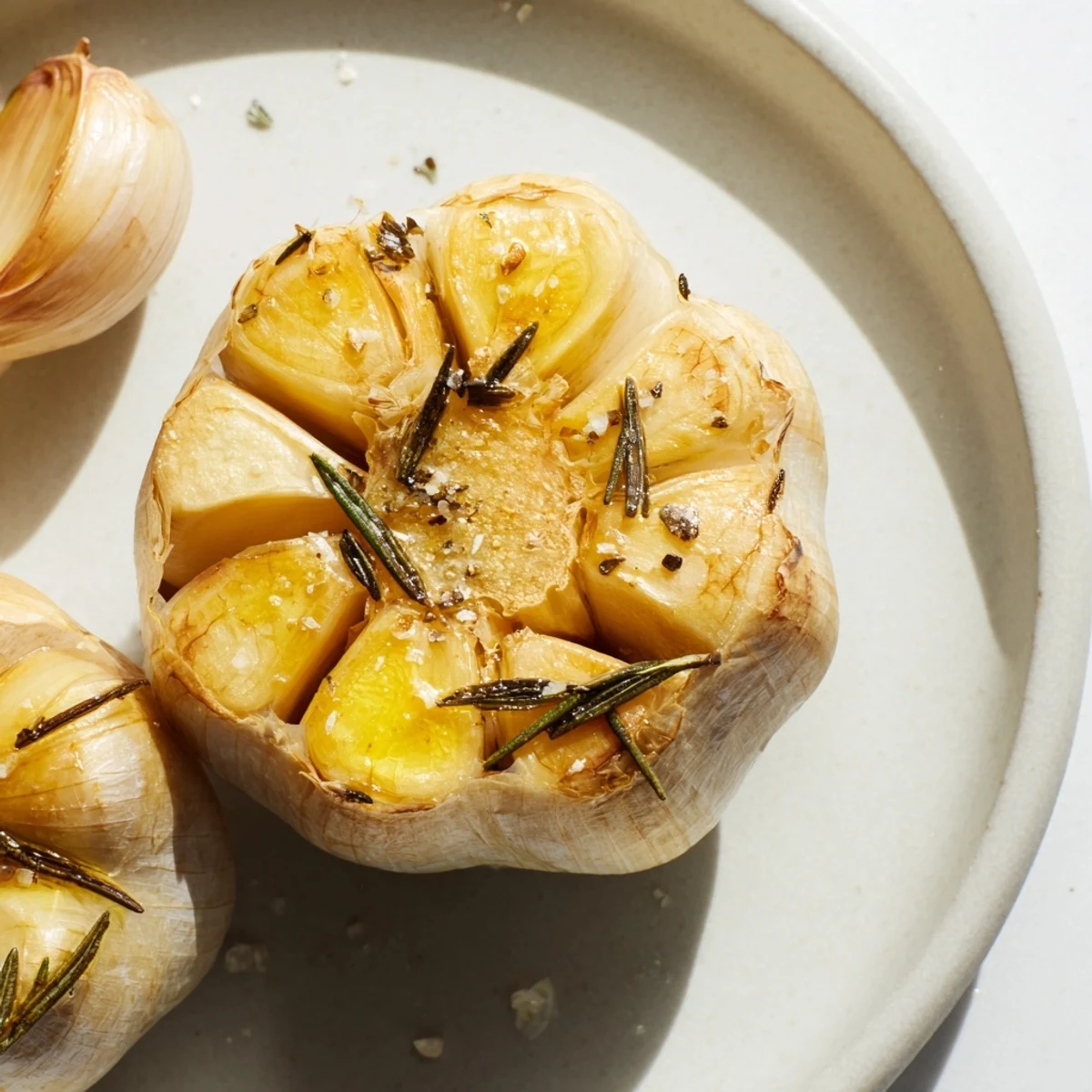See the caramelized cloves in this roasted whole garlic bulb recipe, perfect for dipping.