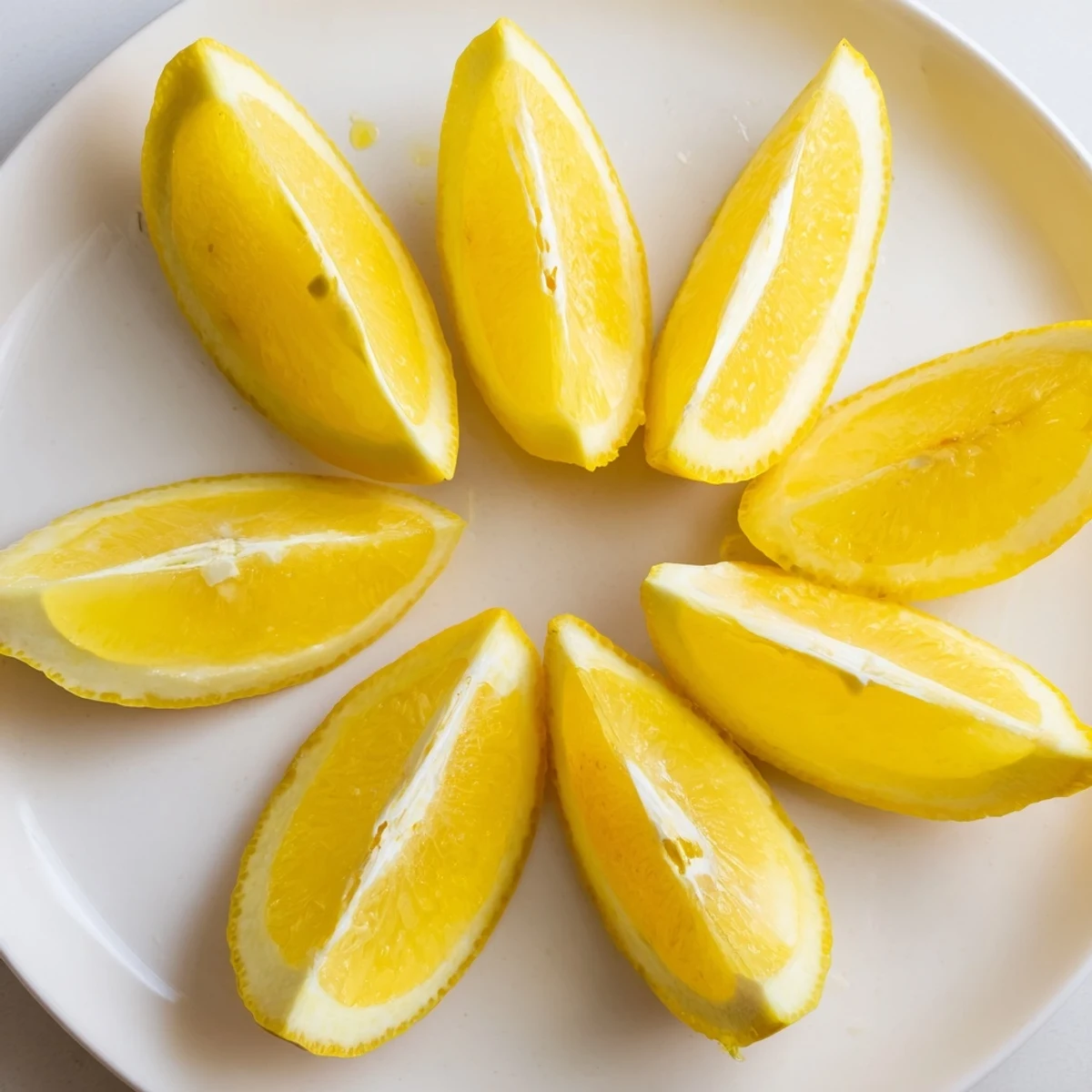 Close-up photo of juicy wedge lemons; easy garnish for various dishes and drinks alike.