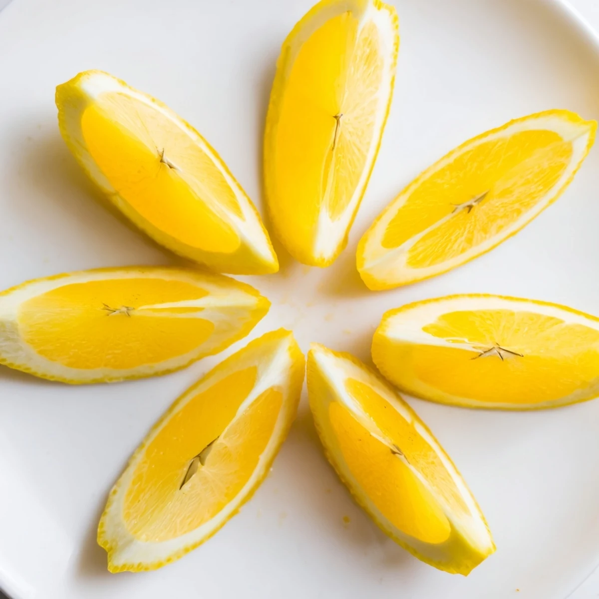 Serving suggestion: neatly arranged lemon wedges, a simple garnish for your summer salads.