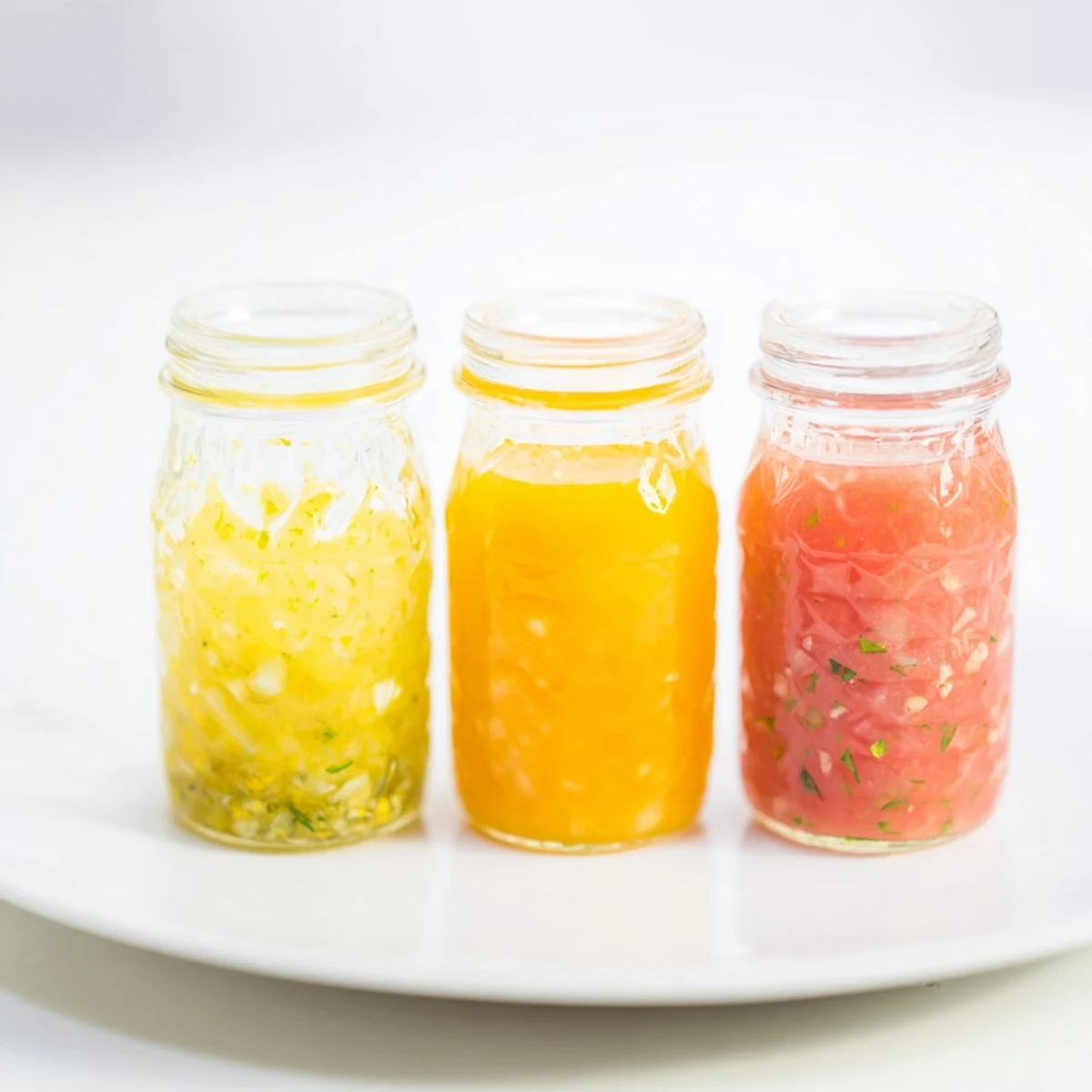 A bright photo showing various Citrus Dressings, perfect for summer salads and flavor.
