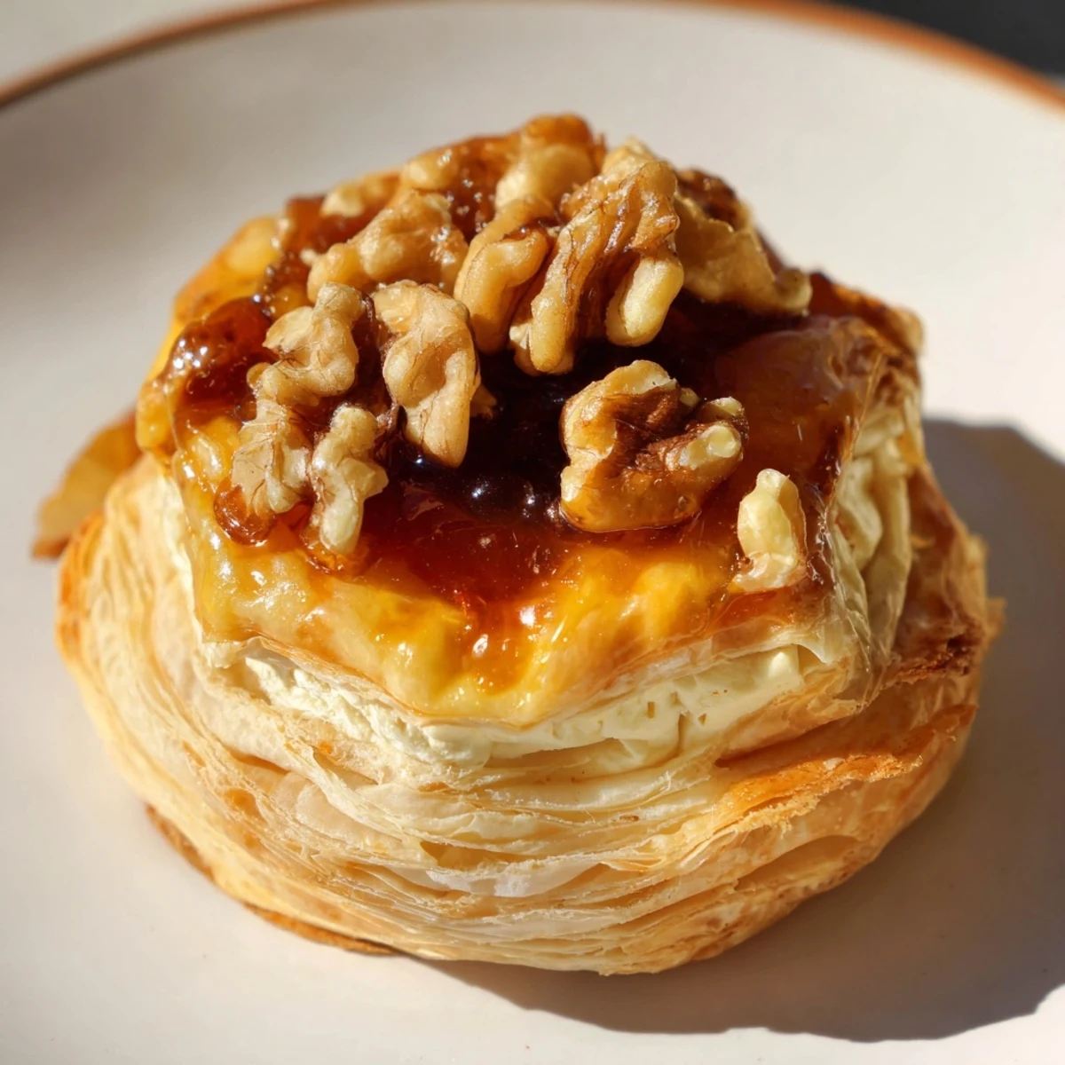 Golden Baked Brie oozing its creamy center, a delicious appetizer perfect for sharing.