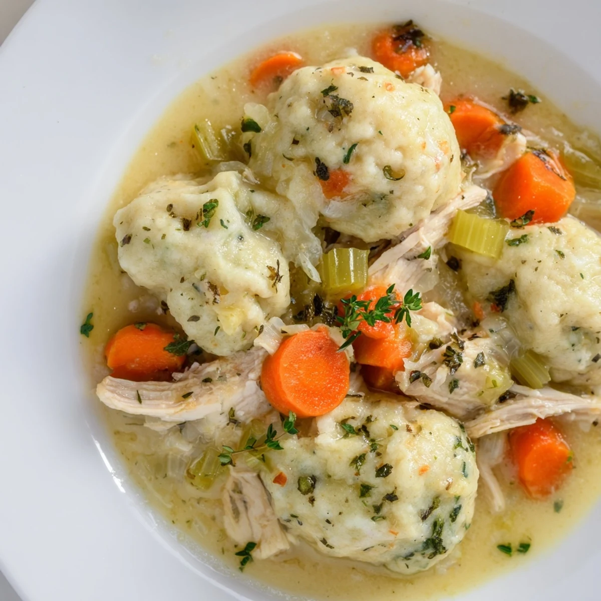 Flavorful Slow Cooker Chicken and Dumplings with visible tender chicken and vegetables promising a delightful, warm taste.