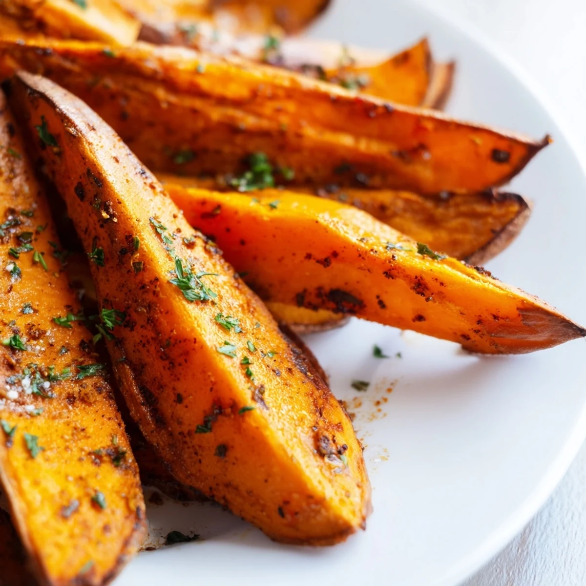 Roasted Sweet Potato Wedges with Smoked Paprika paired with a creamy dipping sauce, perfect for a healthy vegetarian side dish.