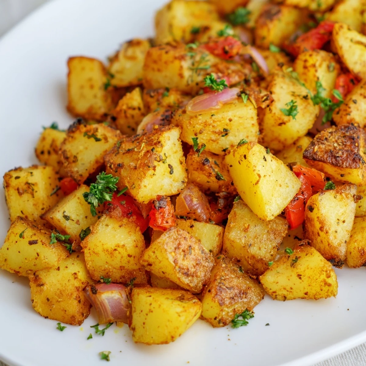 Served hot for breakfast or brunch, garnished with fresh parsley and chives.