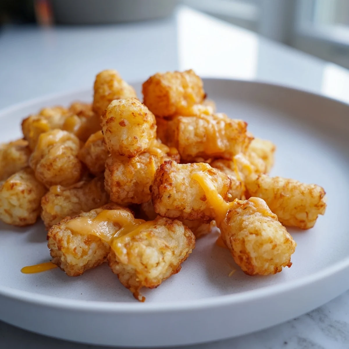 Golden-brown, crispy tater tots top a savory ground beef and vegetable filling in this Game Day Tater Tot Casserole, garnished with fresh parsley.