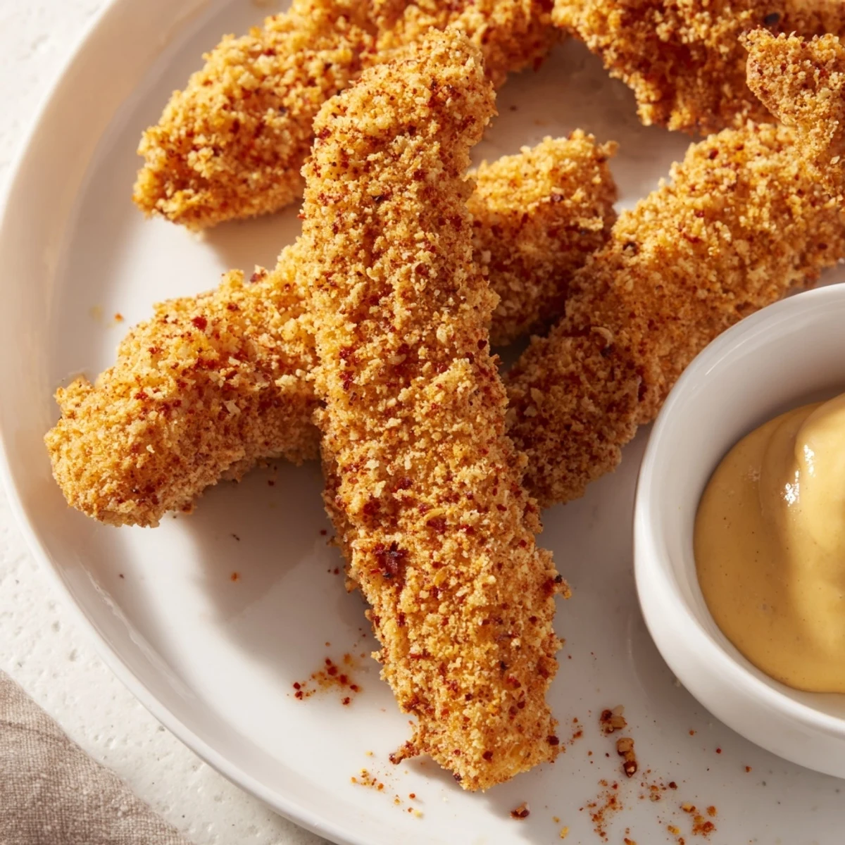 Crispy golden chicken strips drizzled with honey and garnished with fresh parsley, ready for game day snacking.