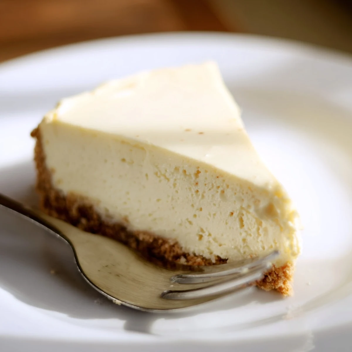 Slice of rich Irish Cream Cheesecake on a plate, ready for serving at a festive family gathering.