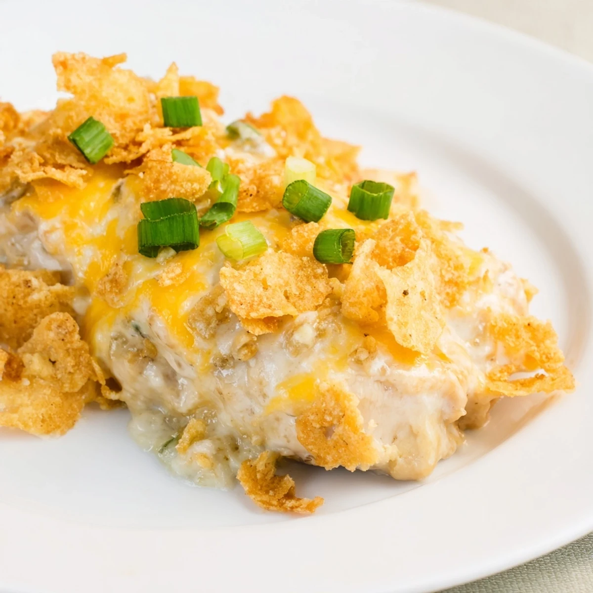 Freshly baked Sour Cream and Onion Chicken breasts are bubbling with creamy, tangy sauce and topped with melted cheddar cheese.
