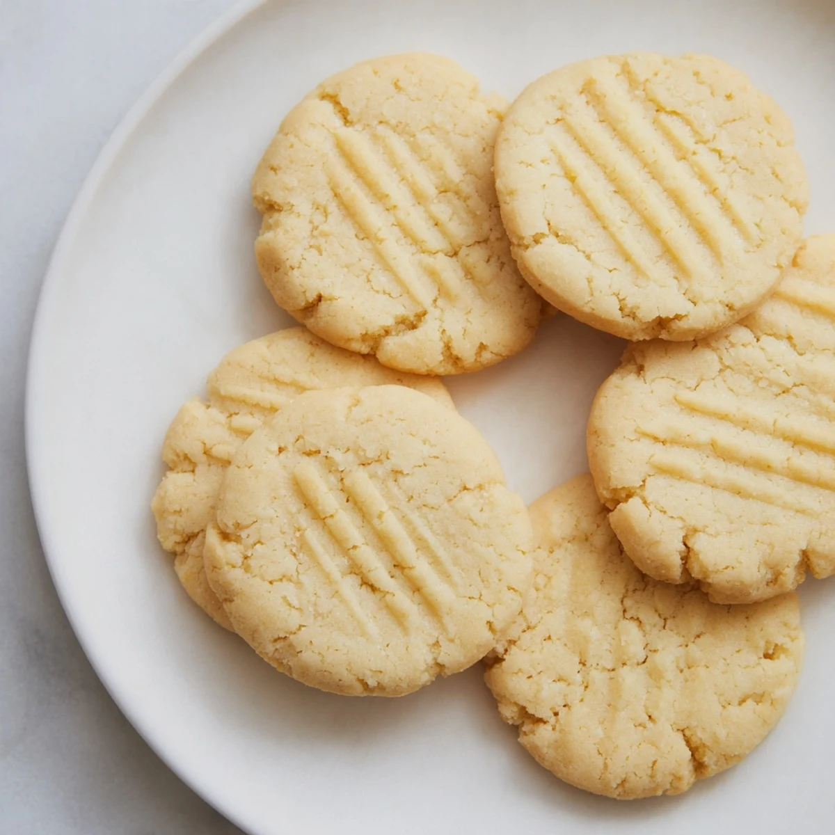 Golden-brown Keto Butter Cookies with a crisscross pattern rest on a cooling rack, showcasing their tender, melt-in-your-mouth texture.
