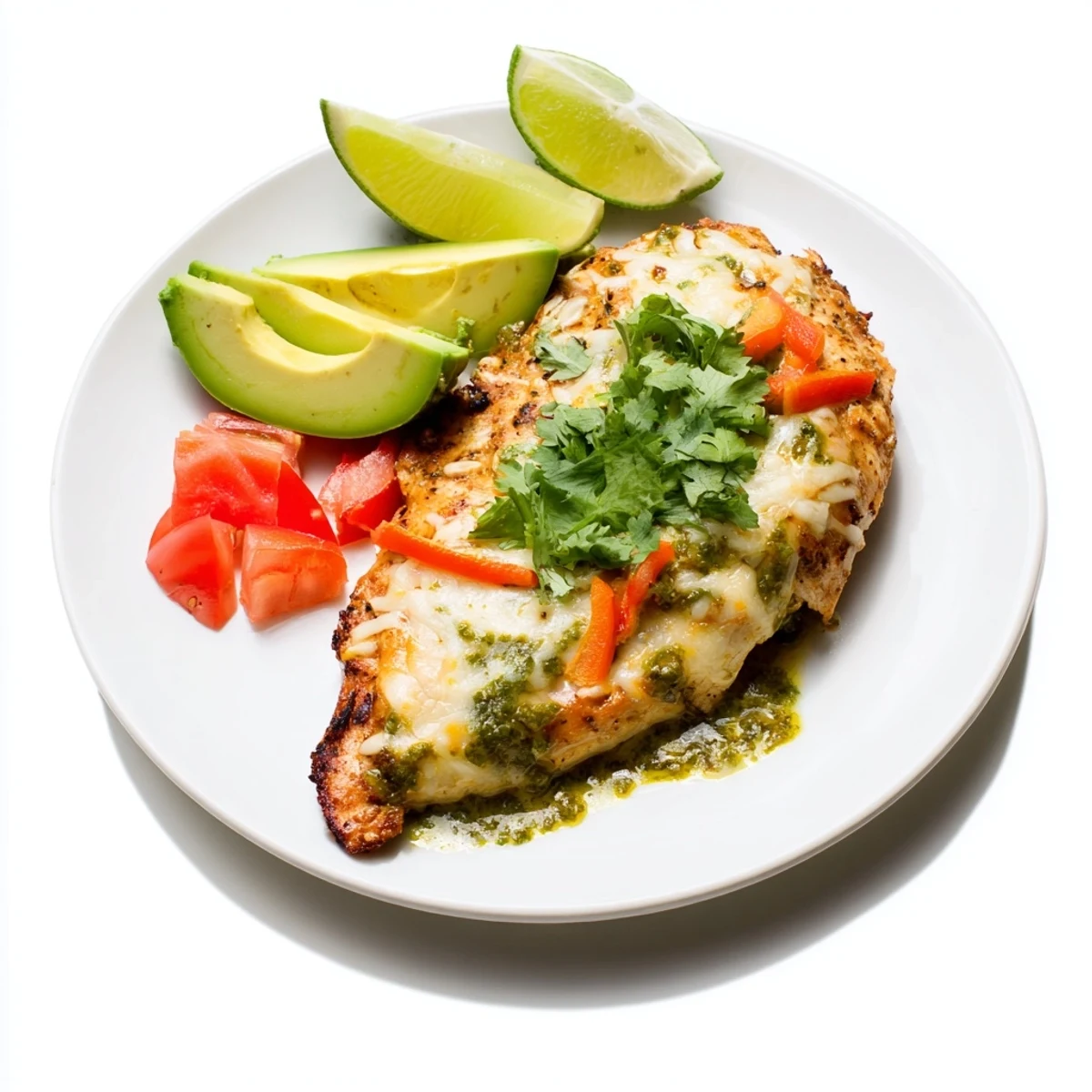 Juicy grilled chicken breasts topped with melted pepper jack and zesty salsa verde for a summer Tex-Mex dinner.  