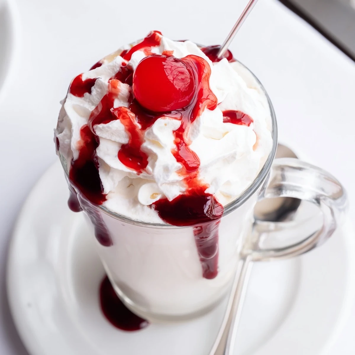Stirred Viral Cherry Vanilla Latte showcases cherry syrup swirls and vanilla foam, perfect for a sweet treat.