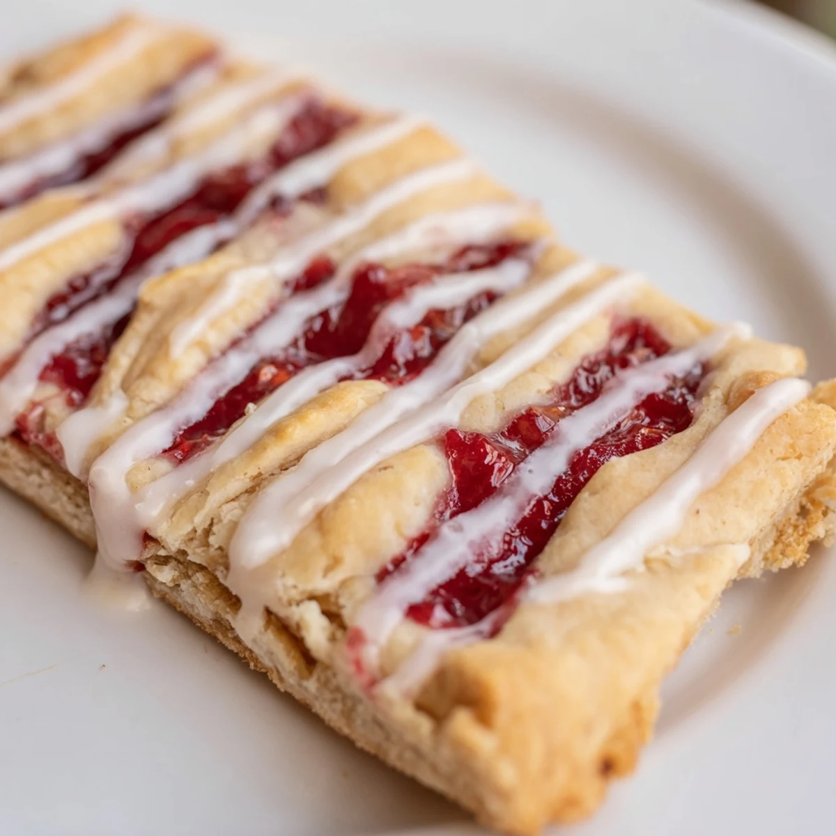 A slice of Easy Cherry Pie Bars reveals layers of buttery dough and vibrant red cherry filling.  