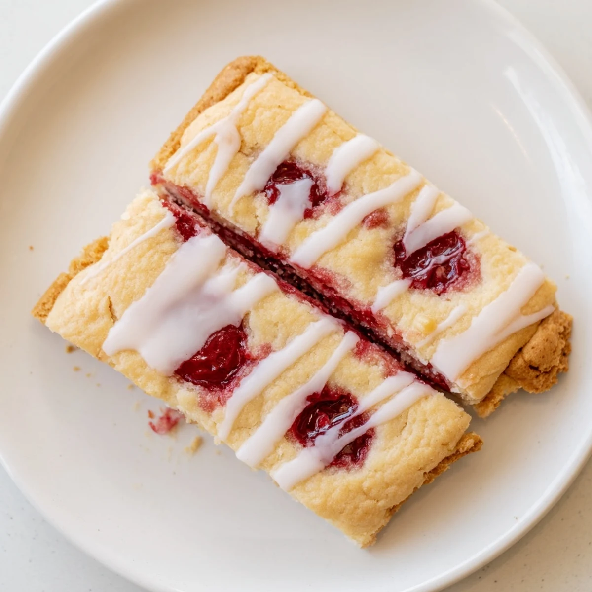 Freshly baked Easy Cherry Pie Bars are ready to serve, perfect with a scoop of vanilla ice cream.