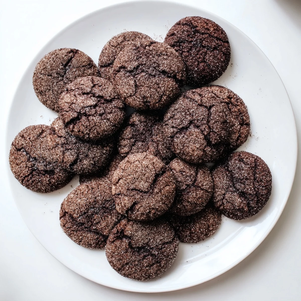 Homemade Chocolate Snickerdookies arranged on a rustic wooden board, showcasing their soft centers and dark cocoa coating.