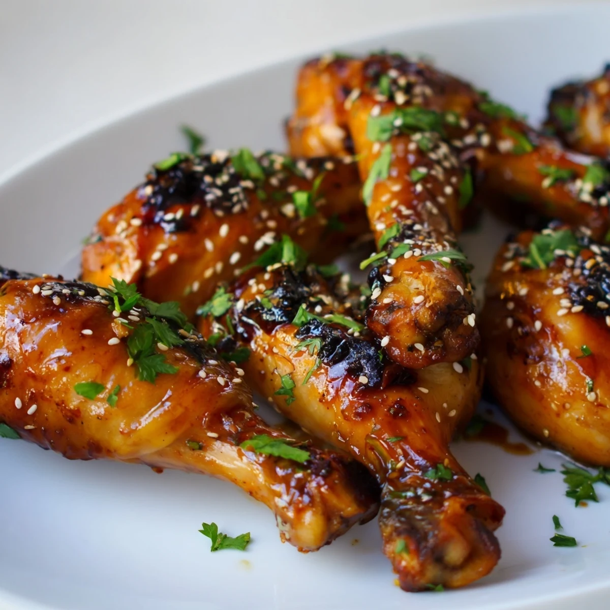 Tender baked chicken drumsticks coated in sweet honey garlic sauce, perfectly caramelized and juicy