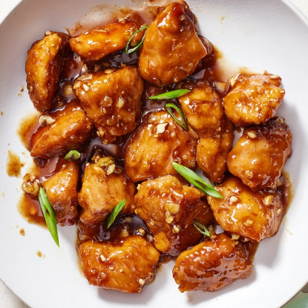 Tender Mongolian chicken simmering in a rich brown sugar soy glaze with fresh ginger and garlic