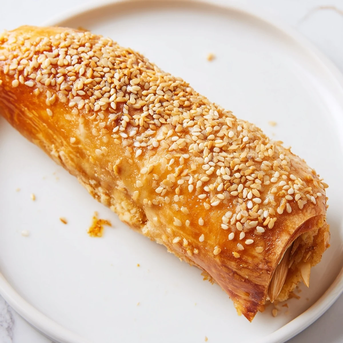 Crisp pastry rolls filled with sweet almond paste glazed in warm honey syrup