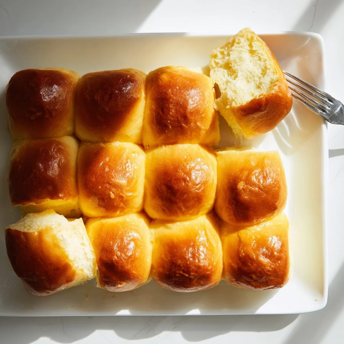 Basket of warm French buttery bliss brioche rolls ready to serve with honey or jam