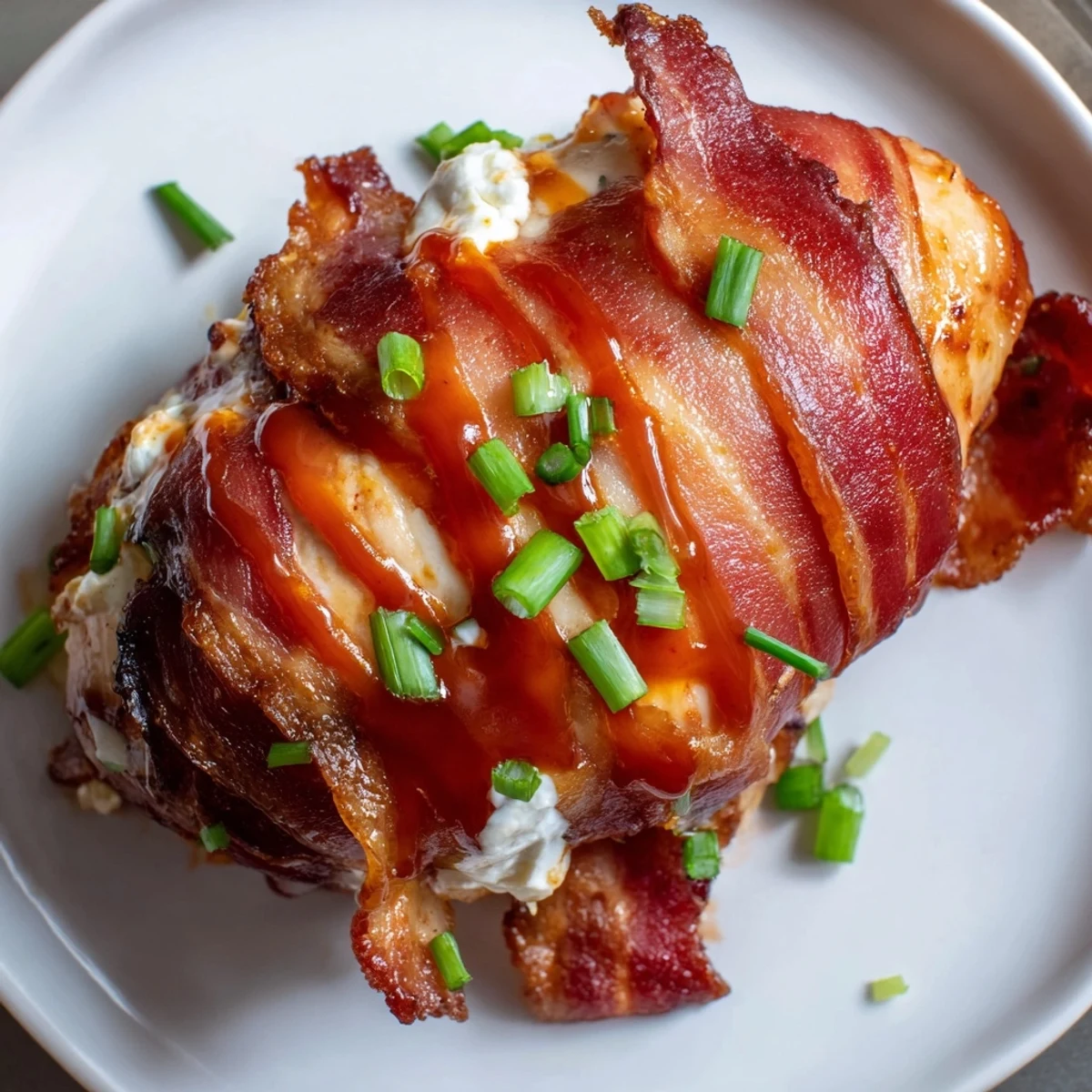 Crispy bacon-wrapped Buffalo Chicken Bombs oozing with melted cheese and spicy buffalo sauce