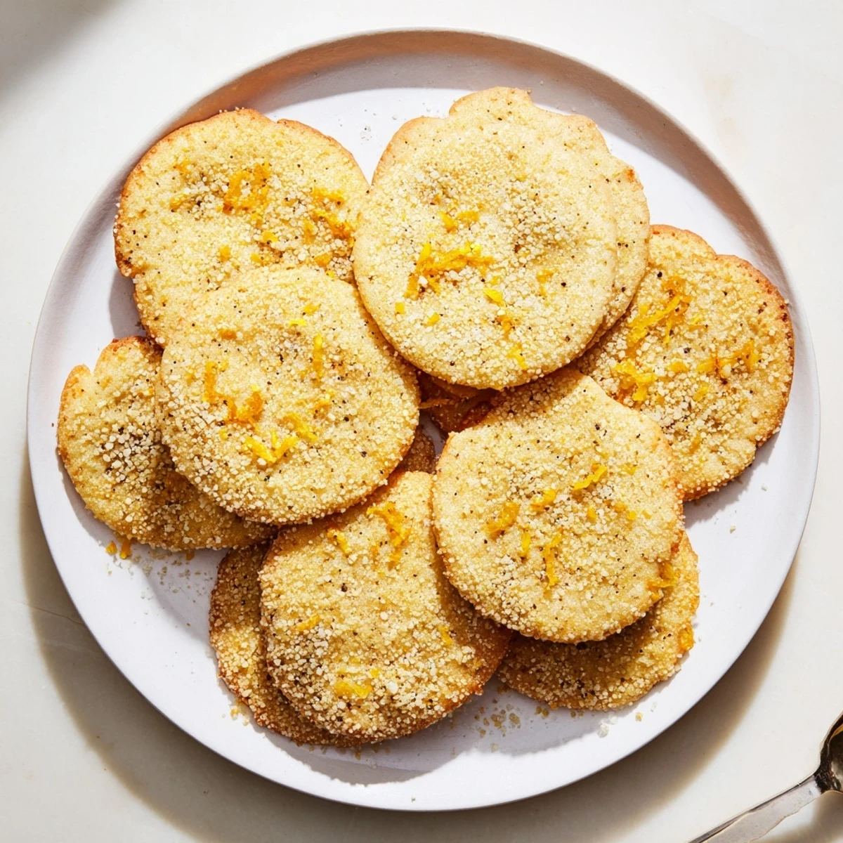 Festive orange clove cookies arranged on a wooden board with steaming cup of black tea
