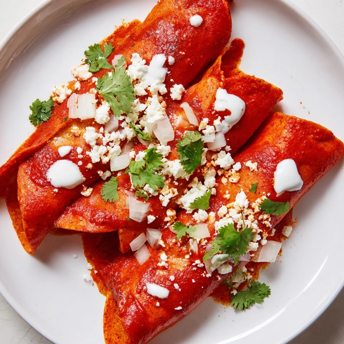 Golden corn tortillas folded into cheesy entomatadas draped in vibrant simmered tomato sauce