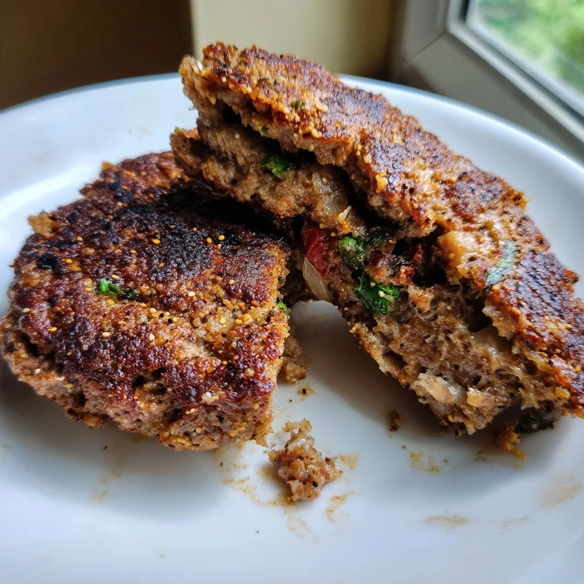Crispy golden Pakistani Chapli Kabab served with fresh naan and cool mint chutney