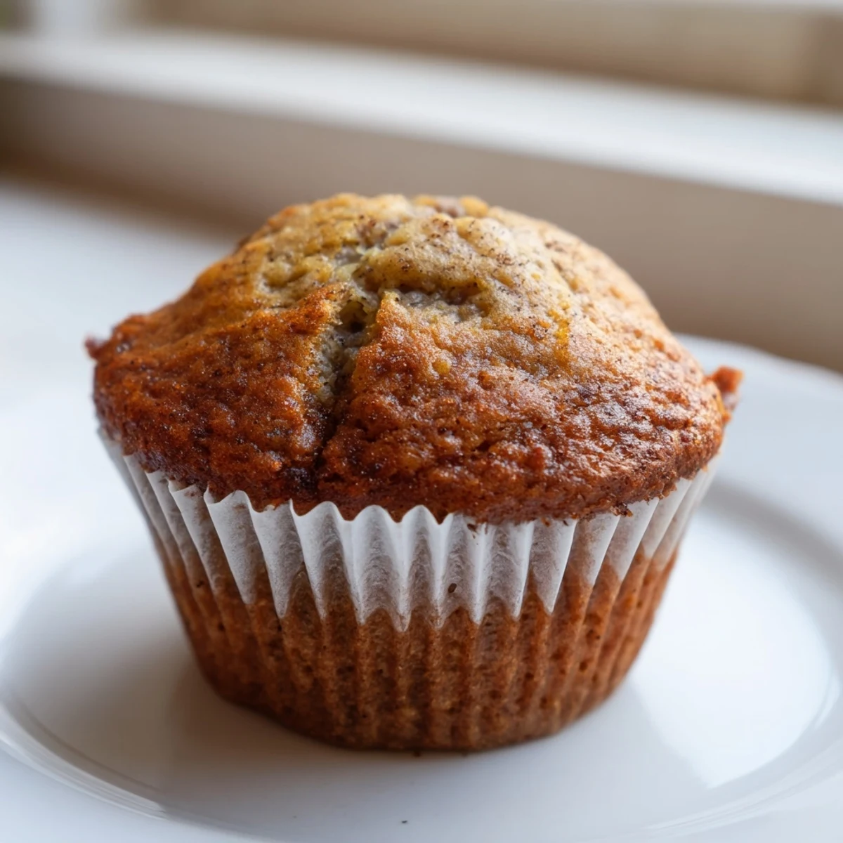 Golden banana muffins with domed tops cooling on a wire rack, sprinkled with cinnamon