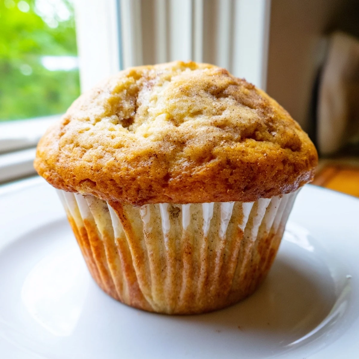 Soft moist banana muffins wrapped in paper liners beside a glass of milk