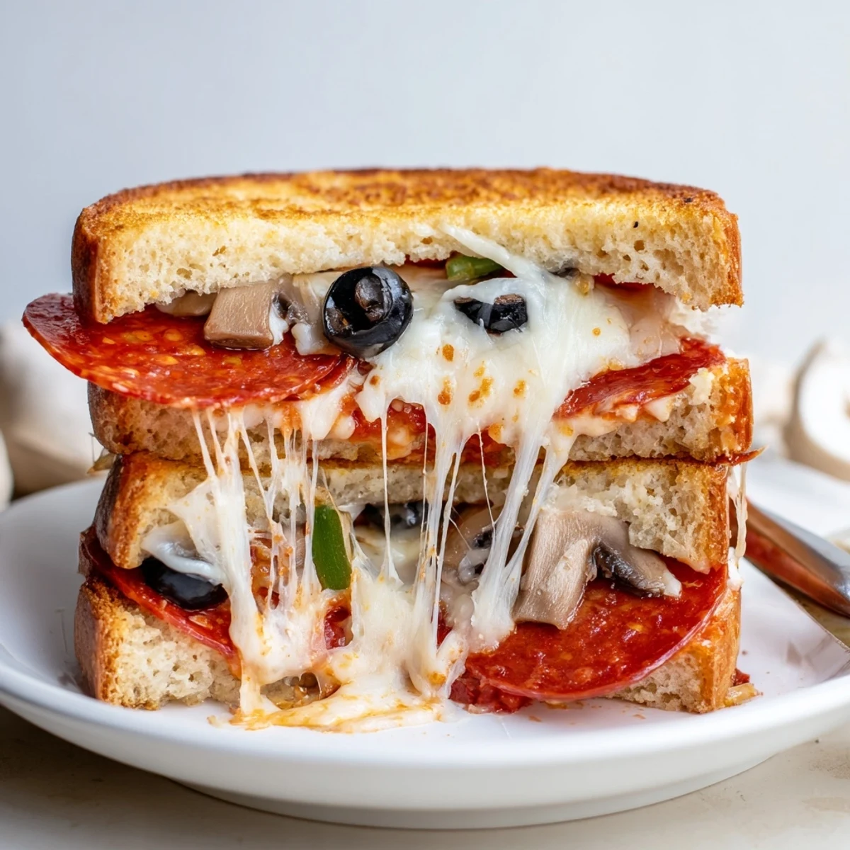 Golden, crispy Pie Iron Pizza Pockets with gooey cheese melting, campfire-ready.