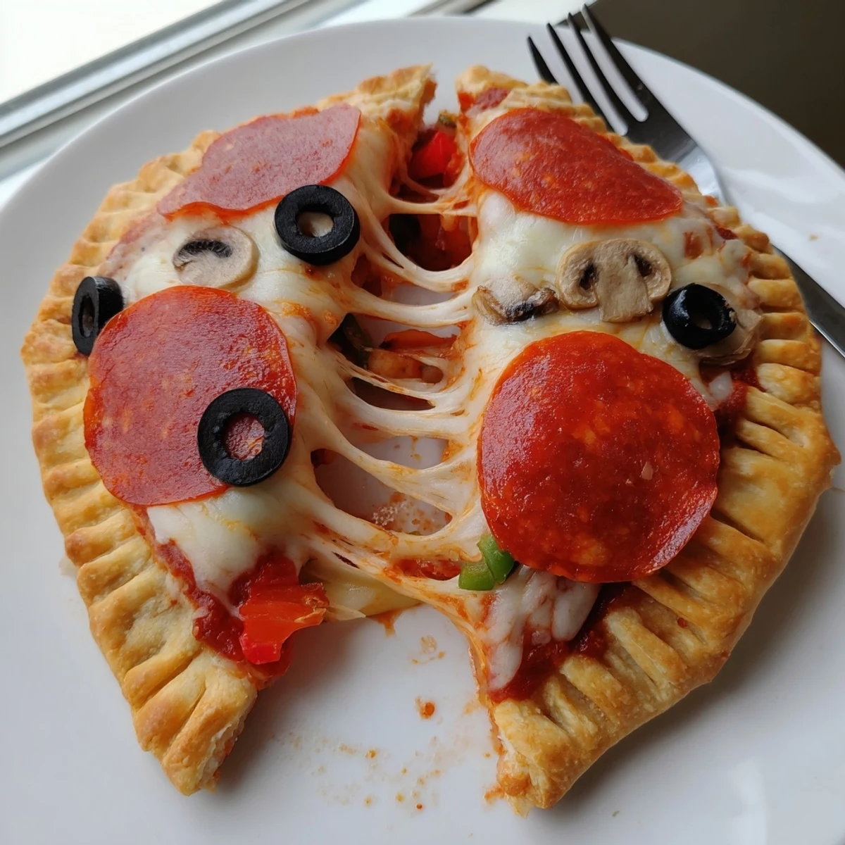 Campfire-cooked Pie Iron Pizza Pockets, butter-brushed bread, bubbling marinara inside.