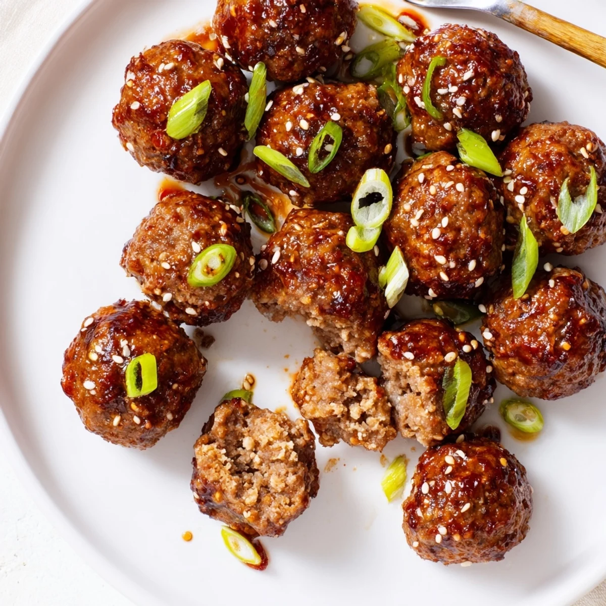 Baked Firecracker Meatballs tossed in tangy sauce, perfect party finger food